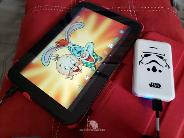 Stormtrooper Powerbank charging a tablet.