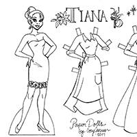 Tiana Coloring Paper Doll